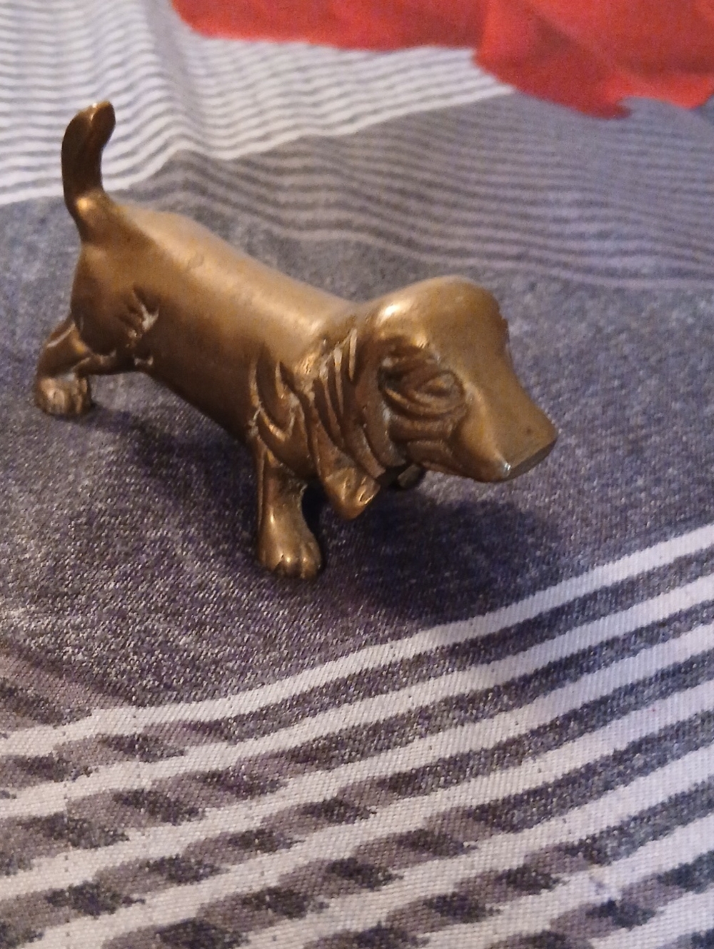 Brass Dachshund Dog Figurine - Brown